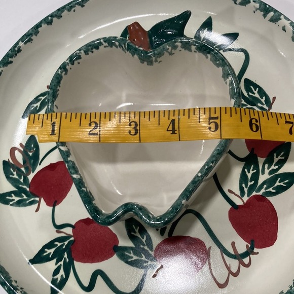 Vintage Chaparral Pottery Apple shaped dip bowl attached to 10" plate. - Picture 4 of 4